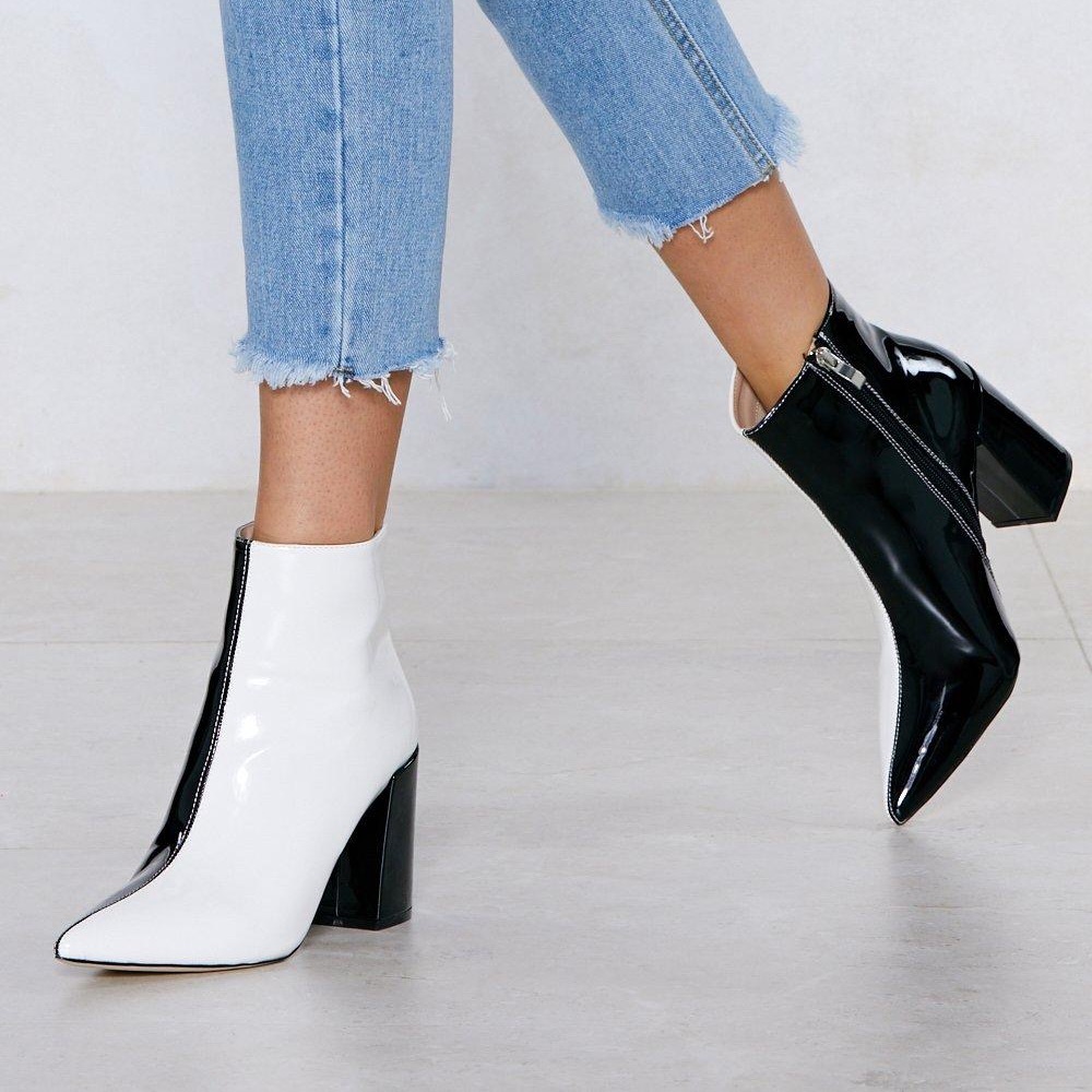 Black and white two tone booties NWOT